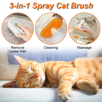 Cat Steam Brush for Shedding New Cat Grooming Brush with Steam, Rechargeable Steam Pet Brush for Dogs and Cat,Anti-Static Steam Pet Brush,Massage, Cleaning, Shedding & Combing All in One