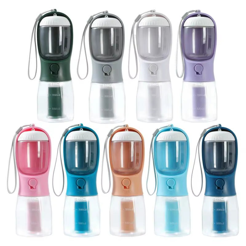 3 in 1 Portable Dog Water Bottle for Outdoor Walking Pet Drinker Cats Dogs Bowl Food Dispenser with Garbage Bag Pet Supplies