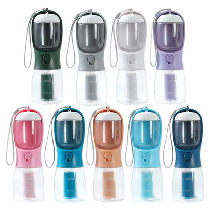 3 in 1 Portable Dog Water Bottle for Outdoor Walking Pet Drinker Cats Dogs Bowl Food Dispenser with Garbage Bag Pet Supplies